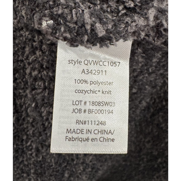 Barefoot Dreams CozyChic Cardigan Size L Open Front Soft Knit Heather Black - Picture 8 of 9